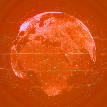 Orange globe with data