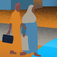 Graphic of Sudan people walking