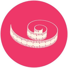 icon measuring tape in pink circle