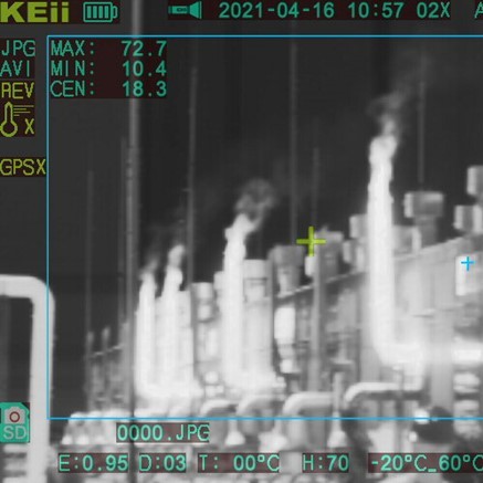 Gas leaking view from infrared gas detection camera