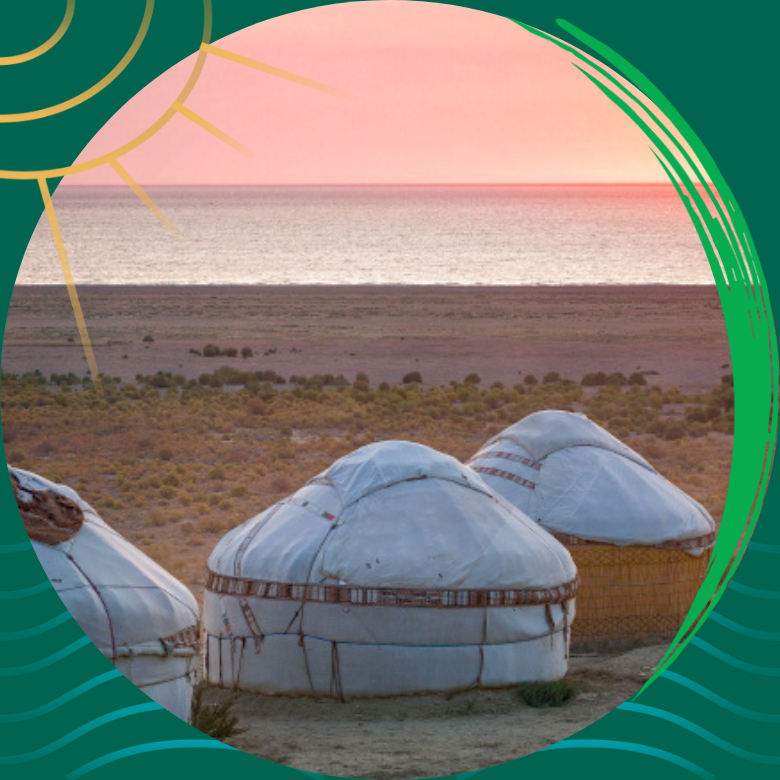 Yurts in Uzbekistan pink horizon 