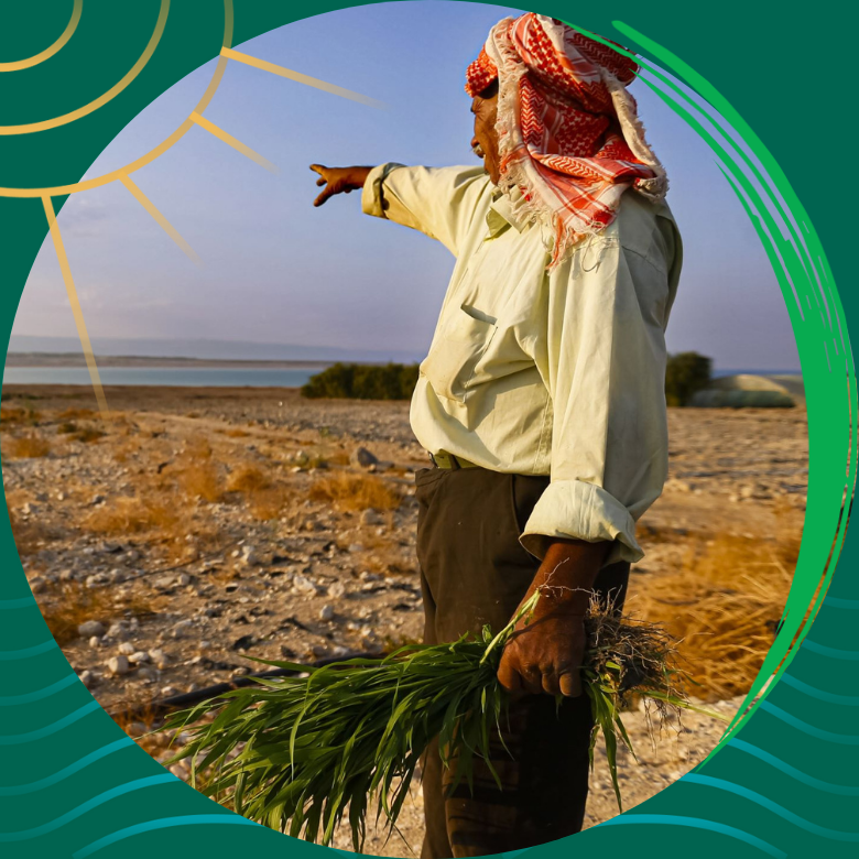  A man pointing into the horizon in Jordan. Photo credit: Raad Adayleh / World Bank