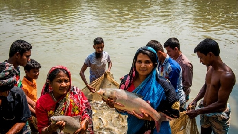 Bangladesh woman with her fisheries enterprise