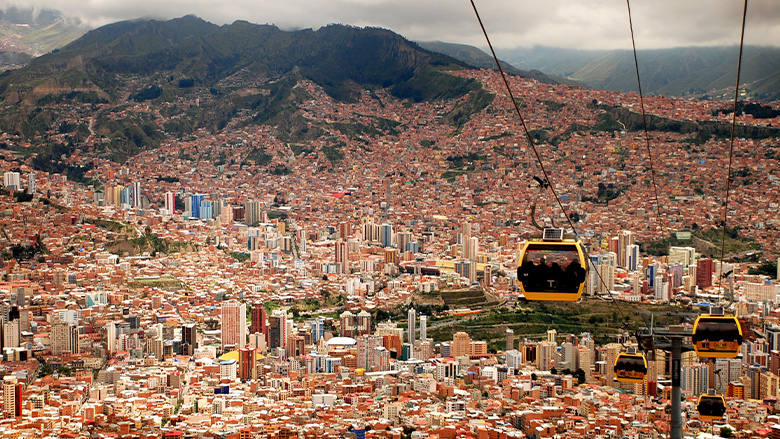 Aerial view of city in Bolivia