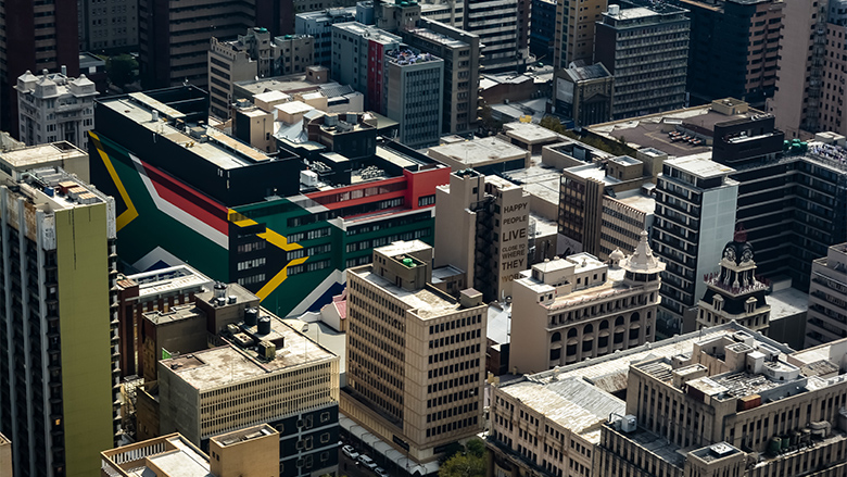 Aerial view of Johannesburg city center, South Africa