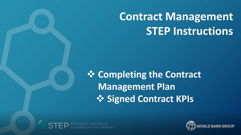 STEP Contract Management Module: Completing the Contract Management Plan, Part 2: Recording planned Key Performance Indicators (KPIs)