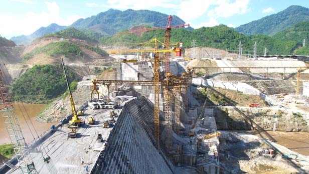 Trung Son powerplant dam in Vietnam under construction 2015
