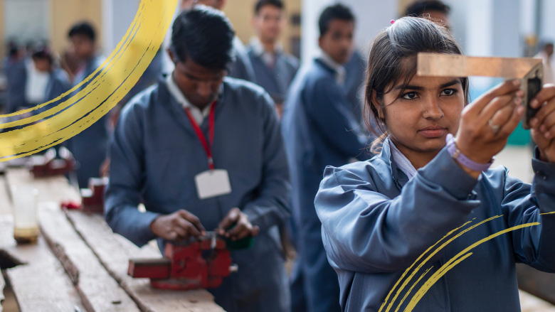 Female in a workshop training