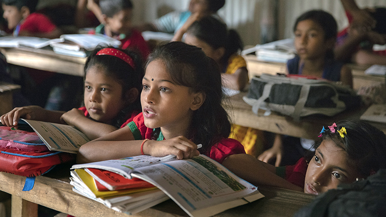 Students participate in class at school in Dhaka, Bangladesh