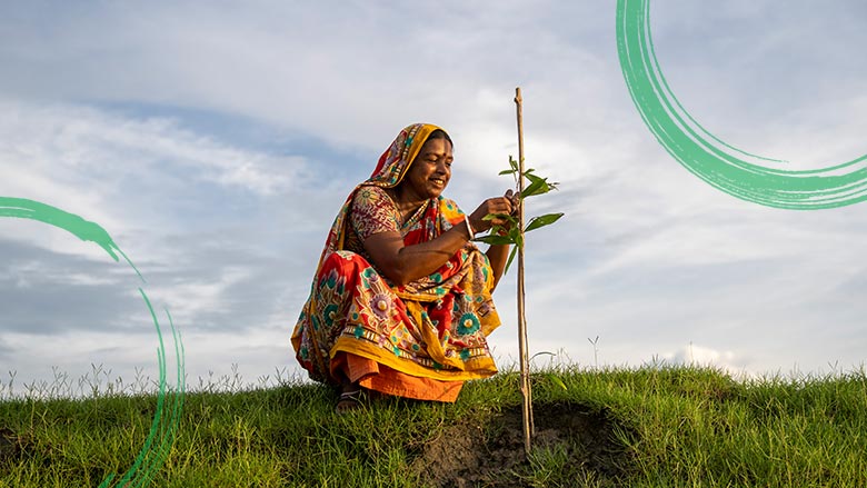 Woman holding a plant Woman holding a plant